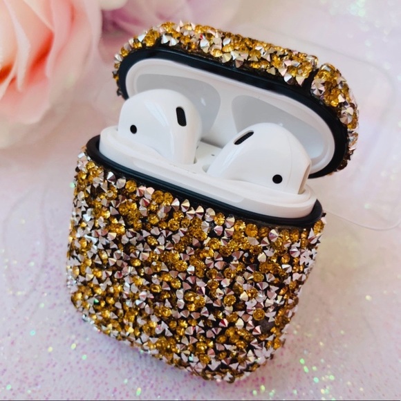 New Nanette Lepore Black & Gold Crystal Airpods Case Tech Accessory - Picture 13 of 15